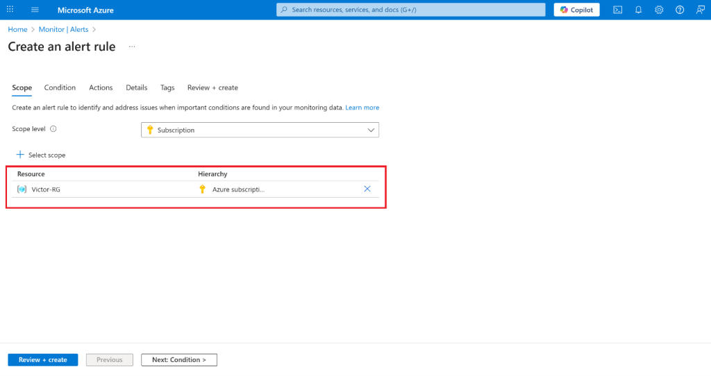 Screenshot: Select the box for the subscription, then select Apply. This alert will apply to any virtual machines in the subscription. (screenshot 2)