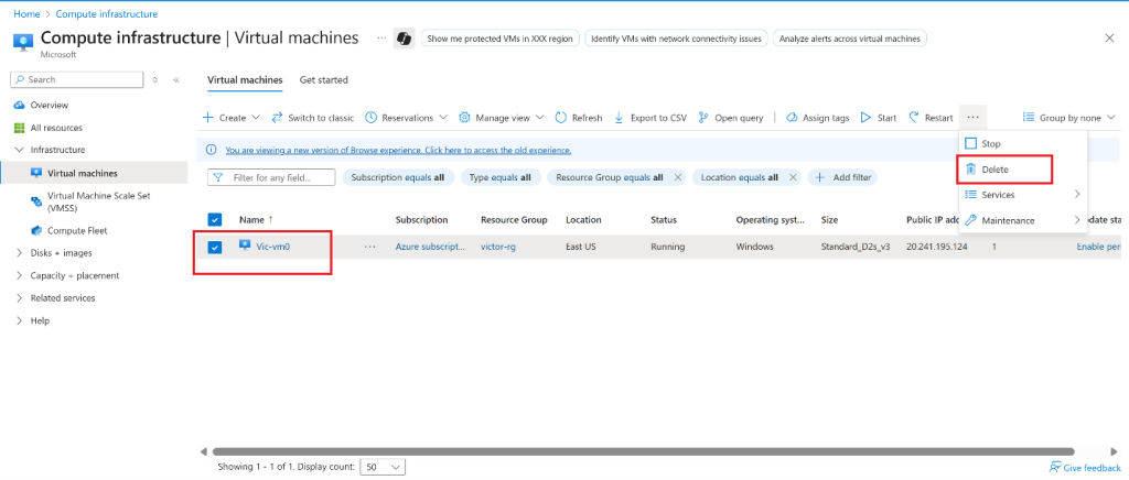 Screenshot: Select Delete from the menu bar