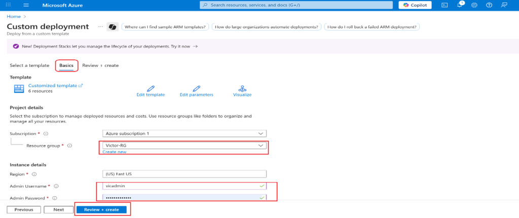 Screenshot: Locate and select the ARM template.json file, then select Open and Save (screenshot 3)