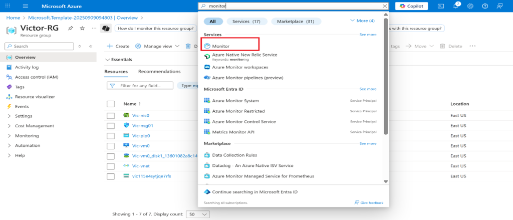 Screenshot: Select View in the VM Insights box, and then select Configure Insights