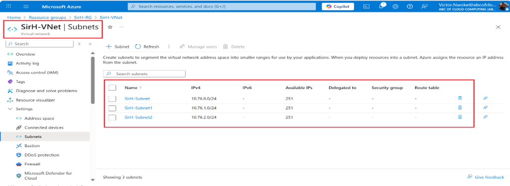 Screenshot: Azure VNet Tags tab with the Project tag set to Network-Foundation (screenshot 2)