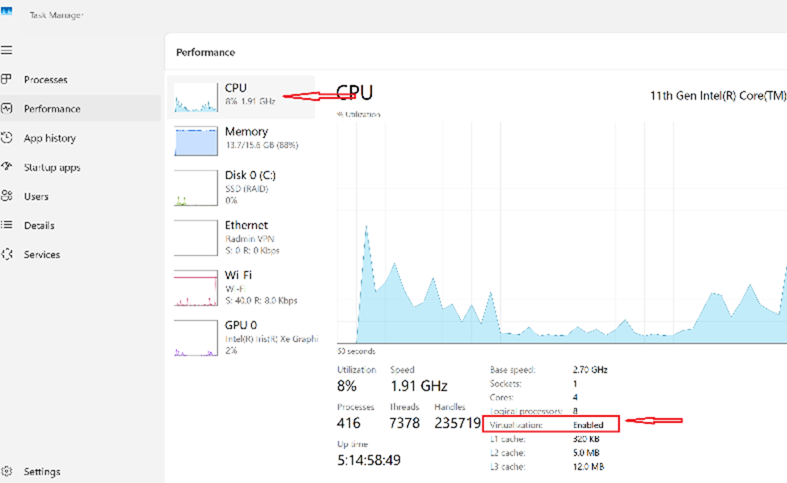 Screenshot: Enable Hyper‑V through Control Panel → Programs and Features → Turn Windows features on or off → Hyper‑V