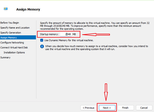 Screenshot: Assign memory (2–4 GB minimum depending on your host)