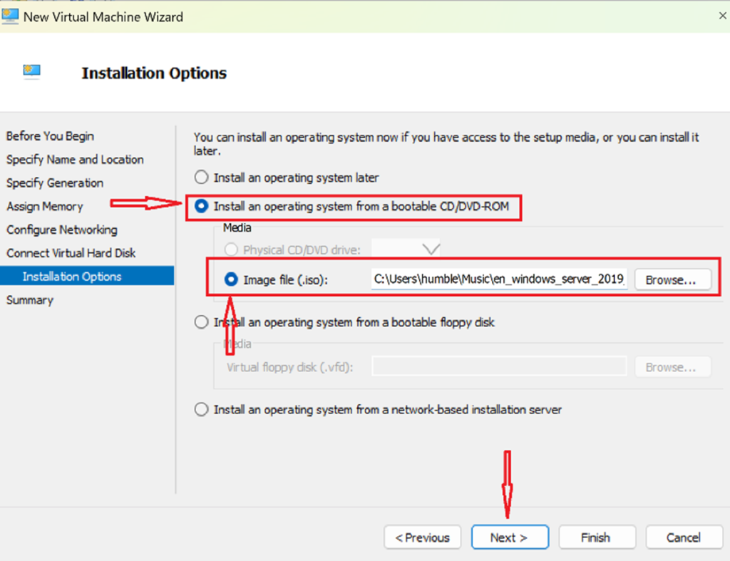 Screenshot: Mount the Windows Server ISO