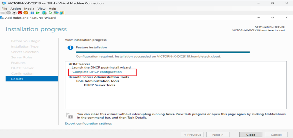Screenshot: Commit changes and close the wizard (screenshot 6)