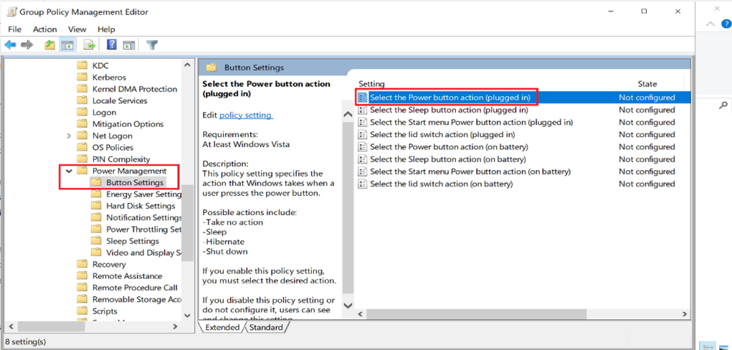 Screenshot: Or set action to Lock or Sleep only (screenshot 3)