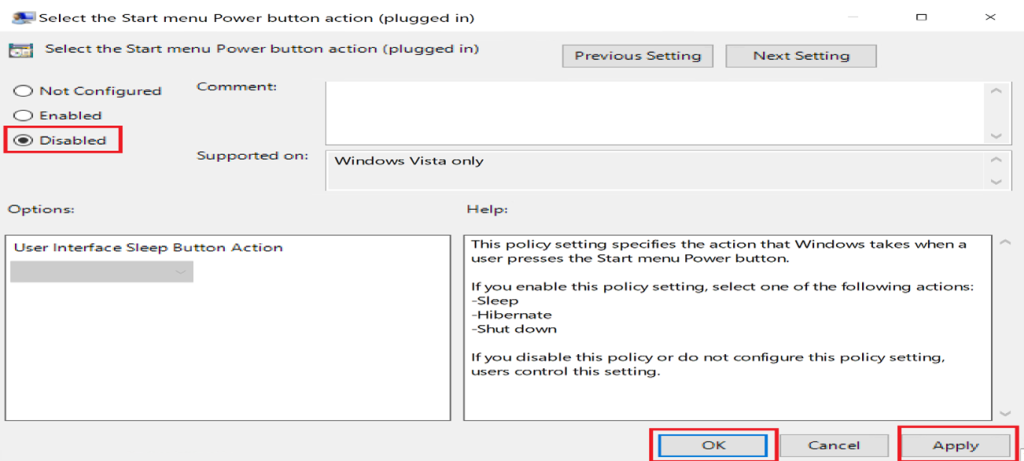Screenshot: Or set action to Lock or Sleep only (screenshot 5)