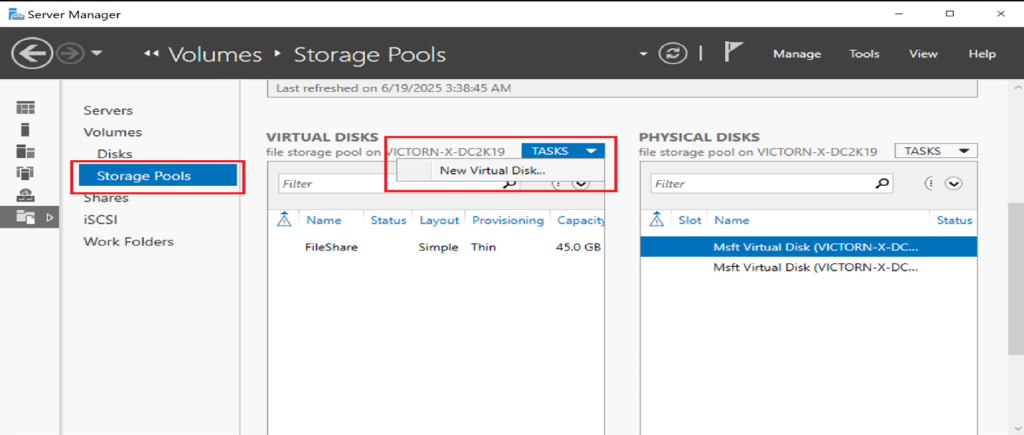Screenshot: Proceed with storage layout selection