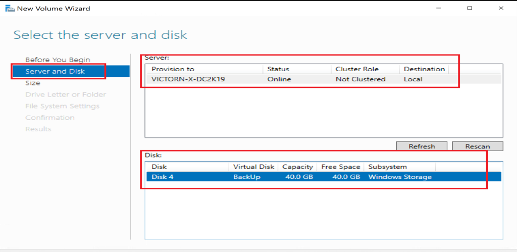 Screenshot: Finish the wizard to format and mount the volume