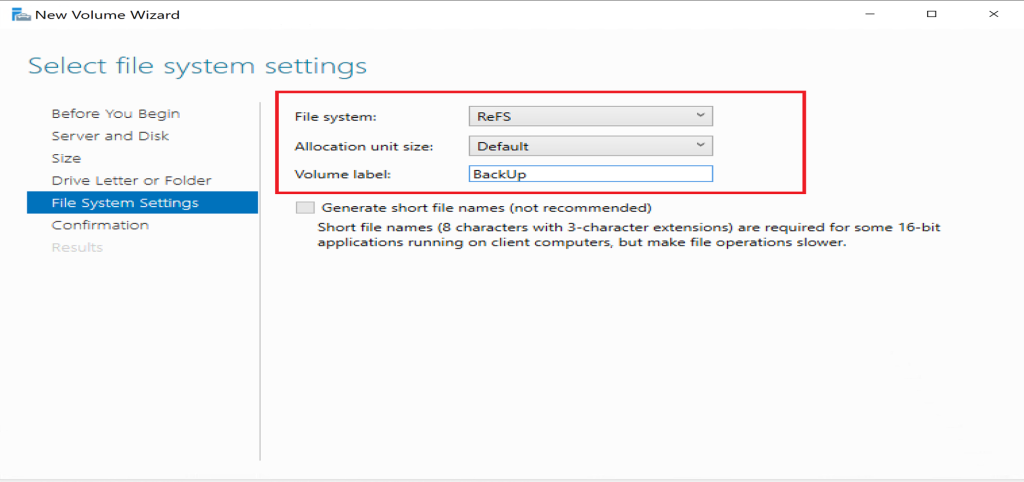 Screenshot: Finish the wizard to format and mount the volume (screenshot 4)