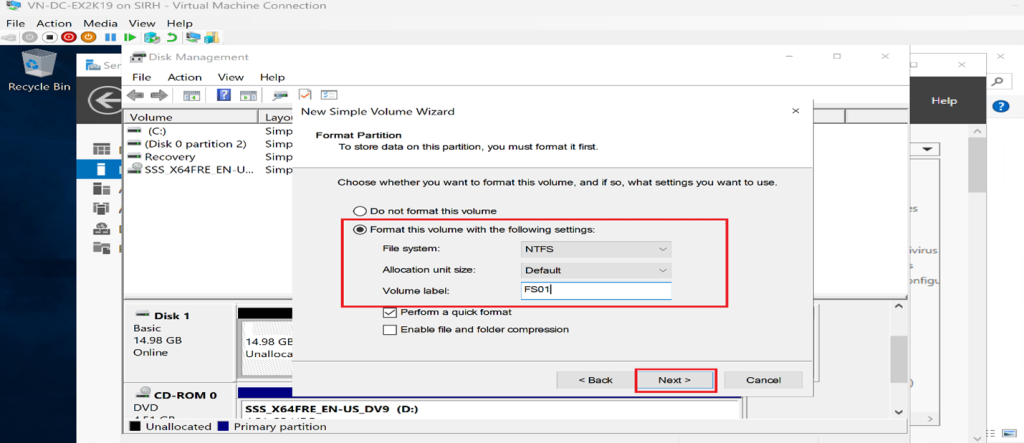 Screenshot: Verify connectivity and storage availability (screenshot 8)