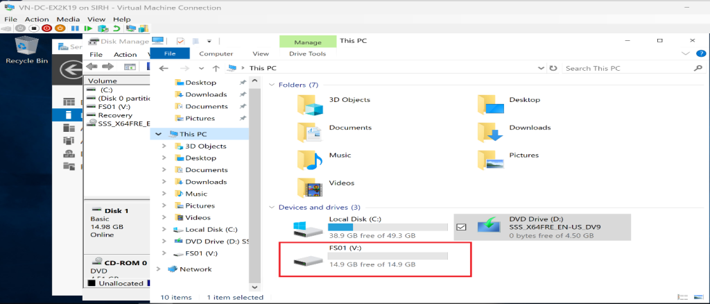 Screenshot: Verify connectivity and storage availability (screenshot 9)