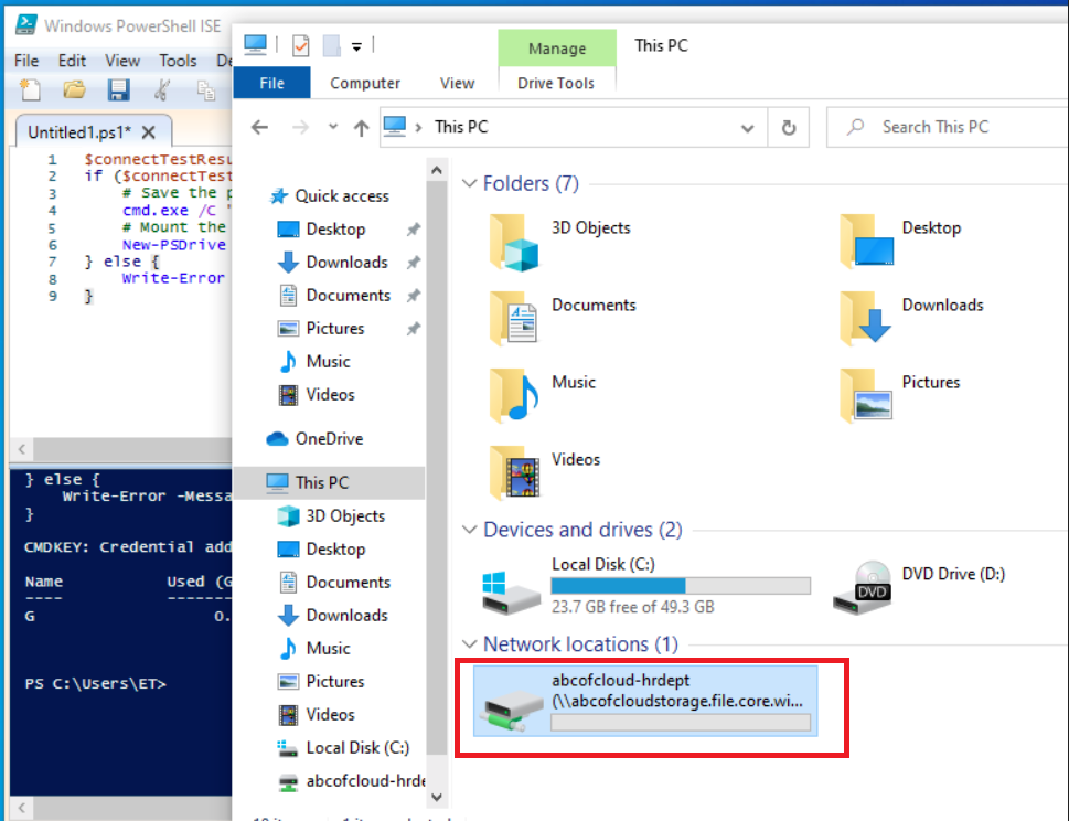Screenshot: Log in to the computer, Open PowerShell and paste the script, then hit the enter key