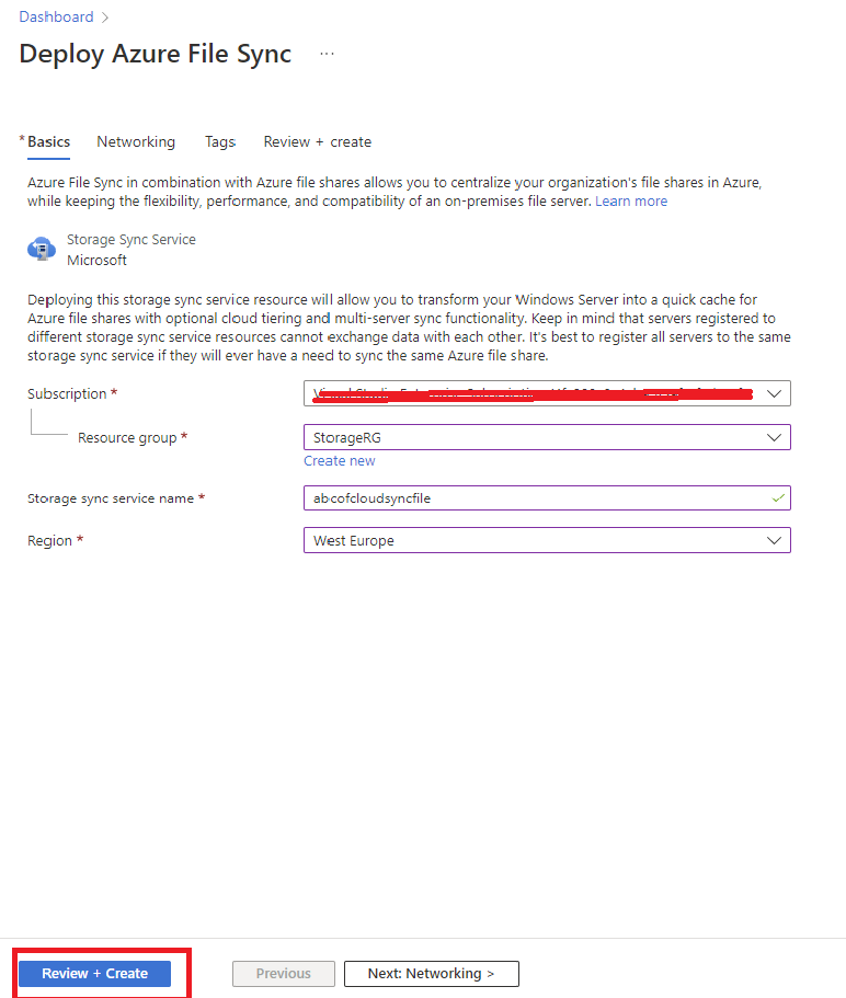 Screenshot: The Networking and tags can be selected based on your requirements and after that click on Review and create
