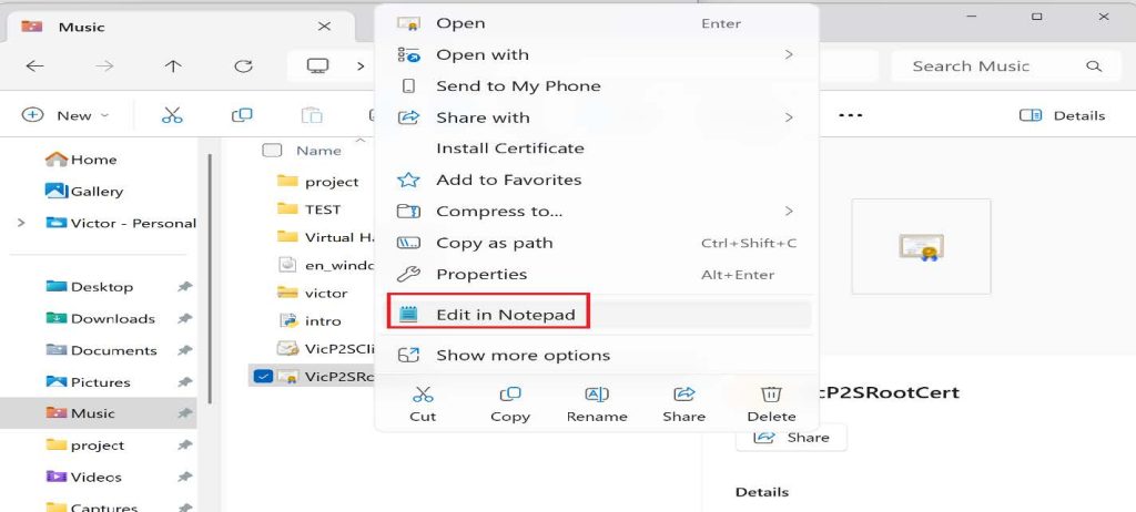 Screenshot: Log in to the Azure portal and open the Virtual network gateway we created earlier