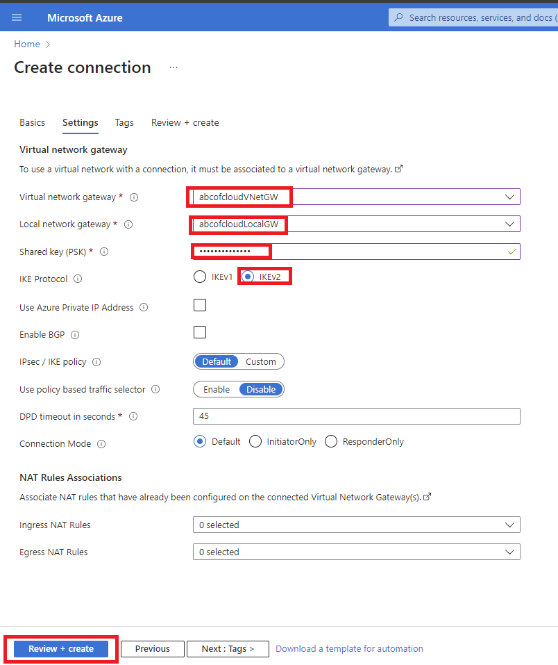 Screenshot: Every other setting will be left on the default selection for this tutorial. Once this has been selected