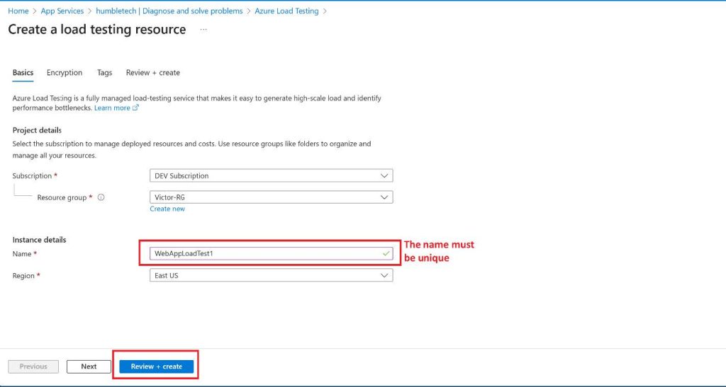 Screenshot: Select Review + create and then Create (screenshot 2)