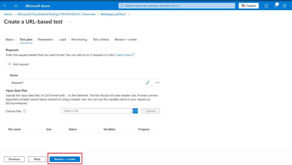 Screenshot: Note: It may take a couple of minutes to create the test. Watch the notiﬁcations