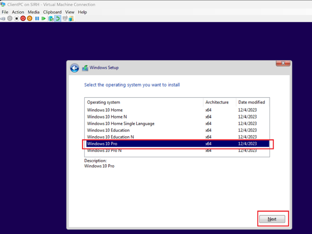 Screenshot: (Choose edition, set password, etc.) (screenshot 2)