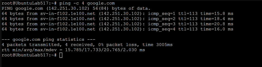 Screenshot: Ping a server