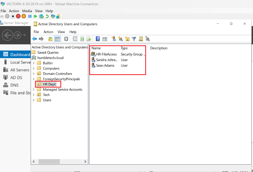 Screenshot: Search and select the group (e.g., HR-FileAccess) → Click OK
