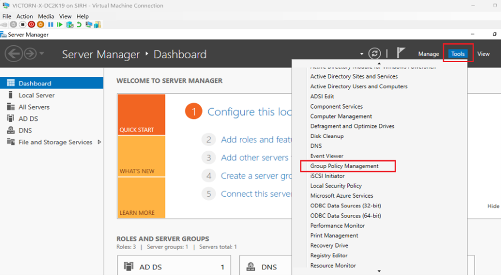 Screenshot: Identify the OU containing target computers