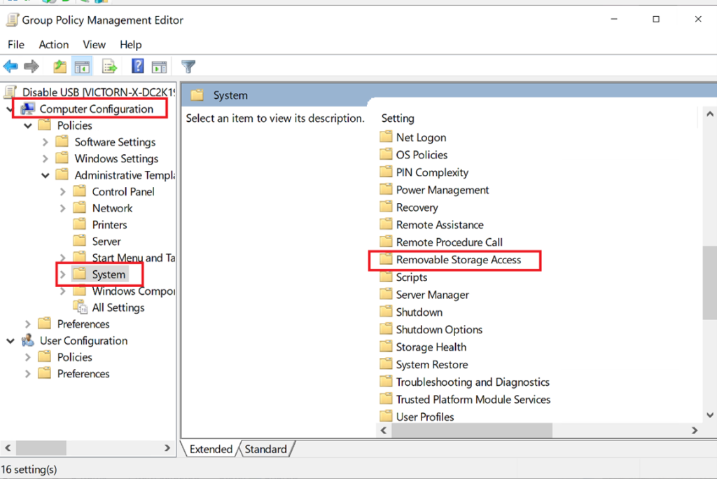 Screenshot: Enable/Disable the options shown on the right side as per the company requirements
