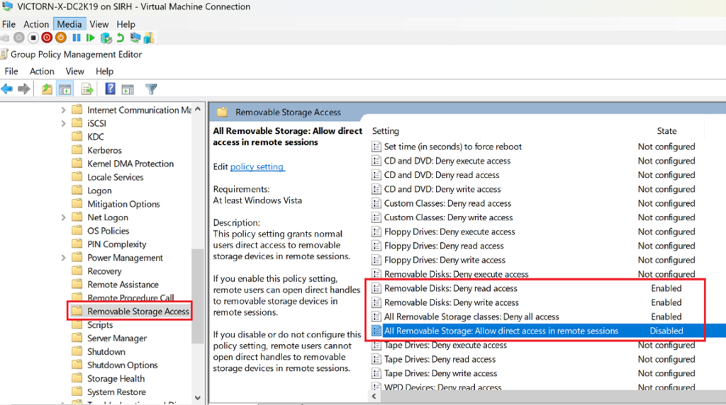 Screenshot: Enable/Disable the options shown on the right side as per the company requirements (screenshot 7)