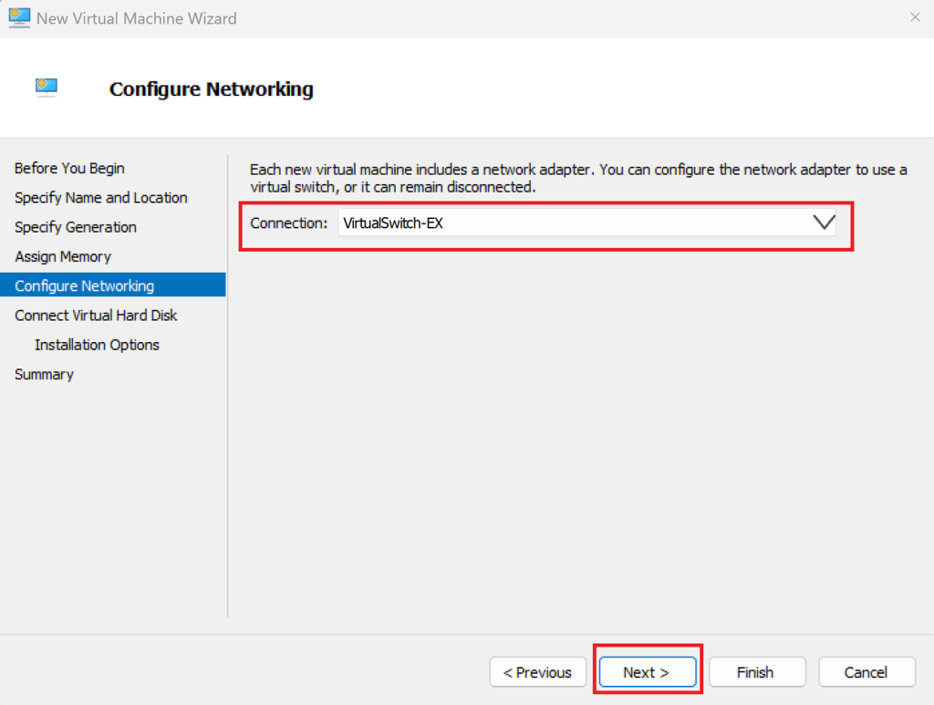 Screenshot: Select the virtual switch you created and make sure it’s the same as the primary DC
